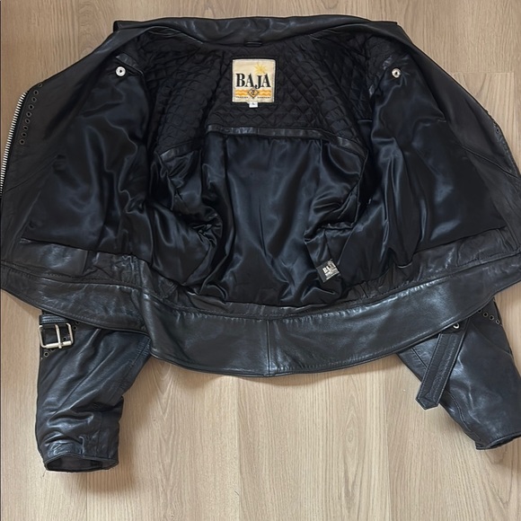 RARE VINTAGE BAJA Trading Company Studded Eagle Rhinestone 100% Leather Jacket - Picture 12 of 16